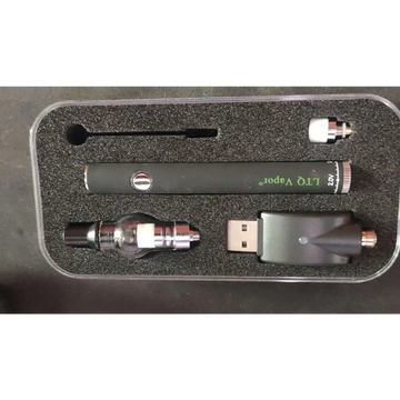 Black ltq vapor vape pen with green lettering and silver accents in foam case as mobile phone repair short circuit detector tool