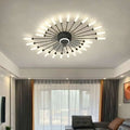 Modern atmosphere household simple bedroom fan lamp featuring a black ceiling fan with integrated led starburst lights