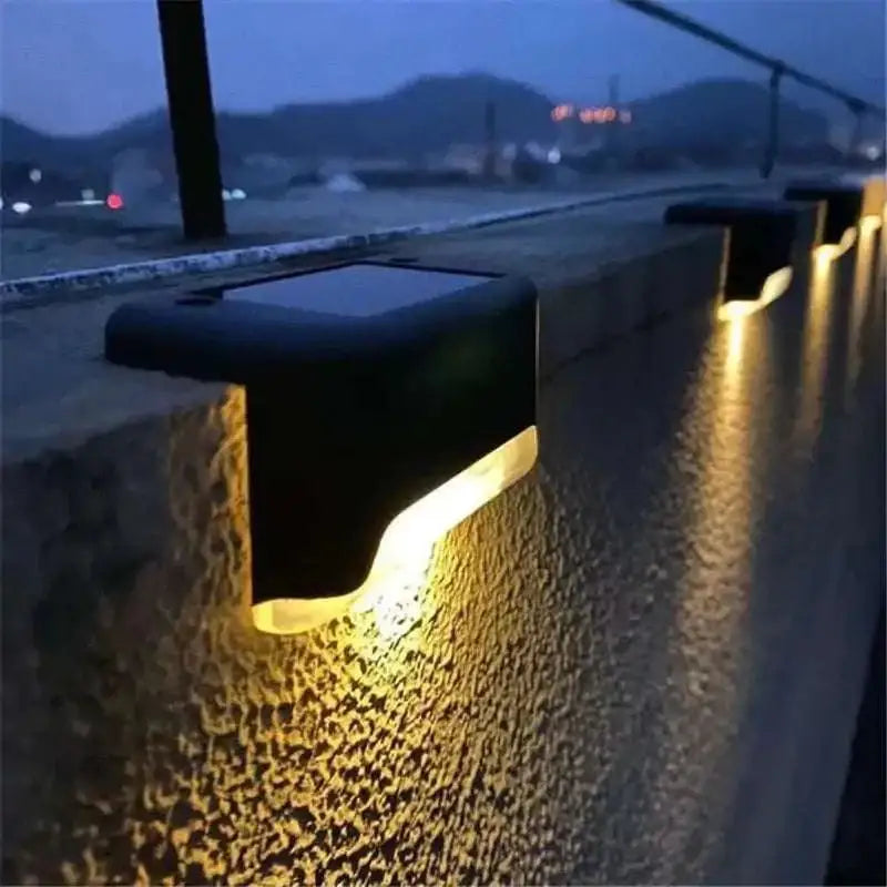 Modern black warm yellow staircase solar lights with sleek design and yellow staircase solar perfect lighting solution