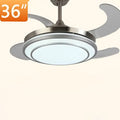 Modern circular eye protection 36-inch led fan chandelier with sleek silver blades and integrated spectrum eye protection lighting