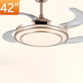 42-inch modern circular eye protection led fan chandelier with sleek silver blades and integrated spectrum eye protection light