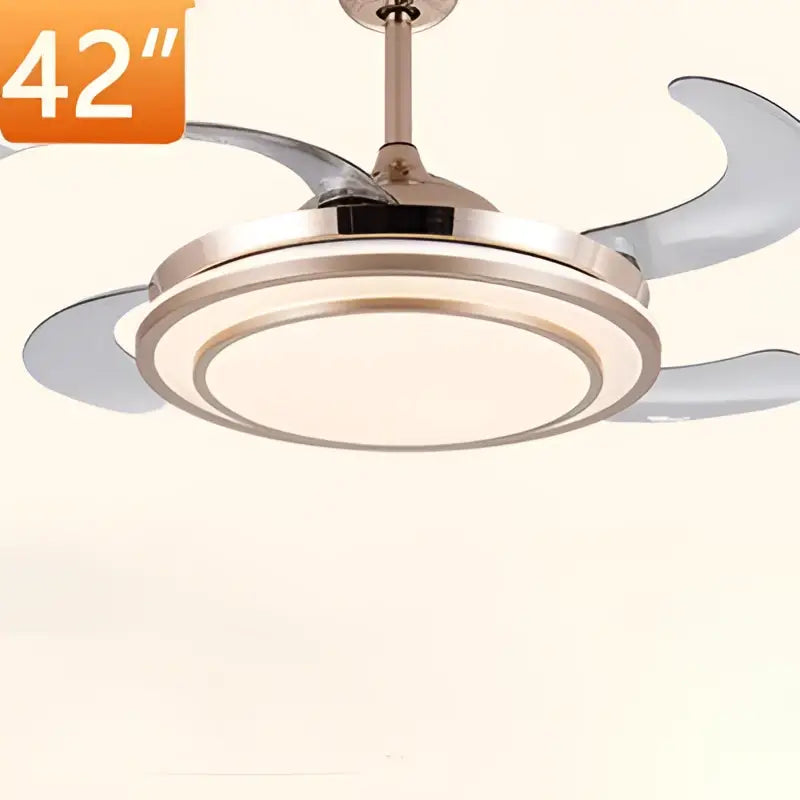 42-inch modern circular eye protection led fan chandelier with sleek silver blades and integrated spectrum eye protection light
