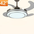 Modern circular eye 42-inch led fan chandelier with spectrum eye protection and sleek silver blades in silver finish