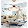 Modern circular eye protection led fan chandelier with brushed gold finish and sleek silver blades for spectrum eye protection