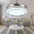 Modern circular eye protection led fan chandelier with sleek stainless steel finish and integrated spectrum eye protection lighting