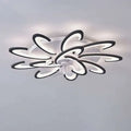 Modern flower crystal large black framed ceiling fan light with a white framed floral LED ceiling design
