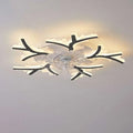 Modern flower crystal large black framed ceiling fan light with a black and white led tree branch ceiling design
