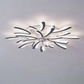 Modern flower crystal large black framed ceiling fan light with sleek black and white acrylic petals and chrome fixture
