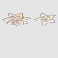 Two elegant cream-colored modern flower crystal led ceiling lights with metallic outlines and crystal accents for framed ceiling fan use