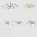 Modern flower crystal large white framed ceiling fan light with sleek metallic arms in floral starburst design