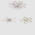 Modern flower crystal large white framed ceiling fan light with white and silver led floral petal ceiling fixtures