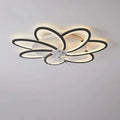 Modern flower crystal large black framed ceiling fan light with white led flower-like design for contemporary interiors