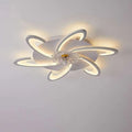 Modern flower crystal large white framed ceiling fan light with illuminated curved petals and central crystal embellishment