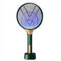 Modern home bedroom electric mosquito swatter in green and gold with a glowing blue mesh for effective insect control