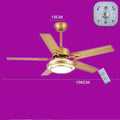 Gold-finished modern home dining ceiling fan light with five blades and remote for dining room ceiling use