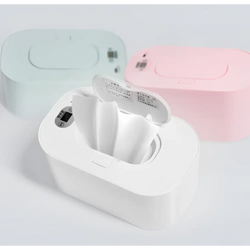 White plastic electric baby wet wipes dispenser with sleek soft-touch finish and digital display wet wipes heater
