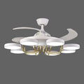 White and gold modern nordic stealth ceiling fan with integrated led lights for efficient and stylish indoor use
