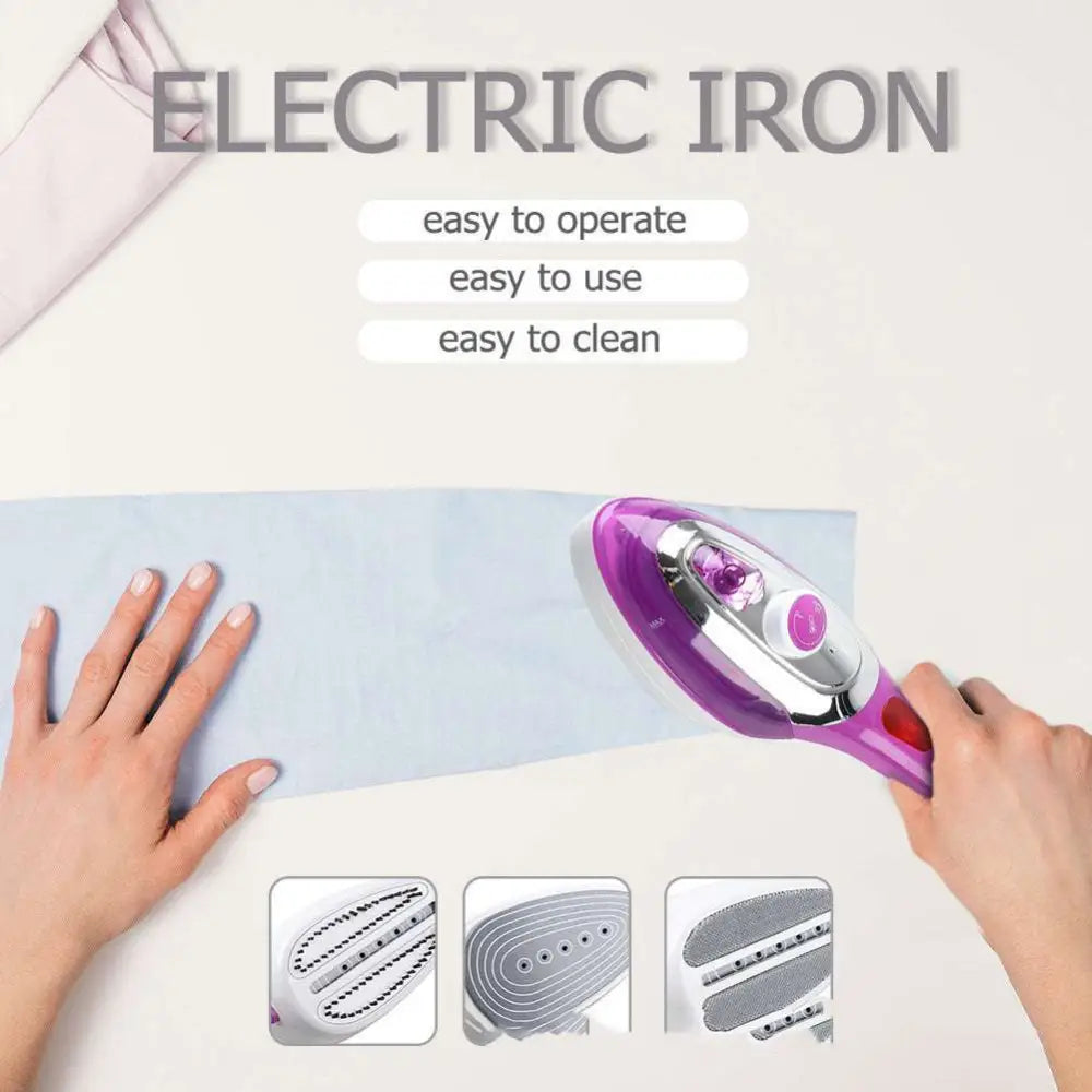 Modern purple and silver handheld steam ironing machine with steam function for efficient garment care