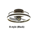 Black b-style ceiling fan with integrated led lighting and two concentric rings for modern simple fashion living room use