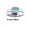 Blue b-style ceiling fan with sleek metallic blades and integrated led lighting for modern simple fashion living room use