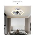 White ceiling-mounted fan lamp with integrated led lighting and modern simple fashion design for fashion living room