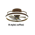 Modern simple fashion living room coffee-colored ceiling fan with metallic blades and integrated led lighting