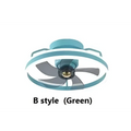 Teal modern simple fashion ceiling fan with five dark gray blades and integrated led lighting for fashion living room