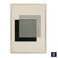 Modern vintage black poster abstract framed wall art with minimalist abstract overlapping geometric shapes on cream background