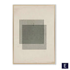 Modern vintage black framed wall art featuring minimalist abstract black poster abstract with checkered and gray lines
