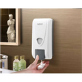 White bosharon wall mounted foam soap dispenser with gray push button and sleek modern design for easy use