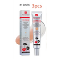 The silver-tube correcting cc cream features red lotus graphics for natural radiance and lasting moisturizing makeup
