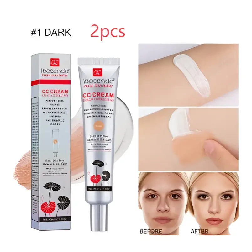 Silver tube of moisturizing correcting cc cream in shade 1 dark with centella asiatica for natural radiance