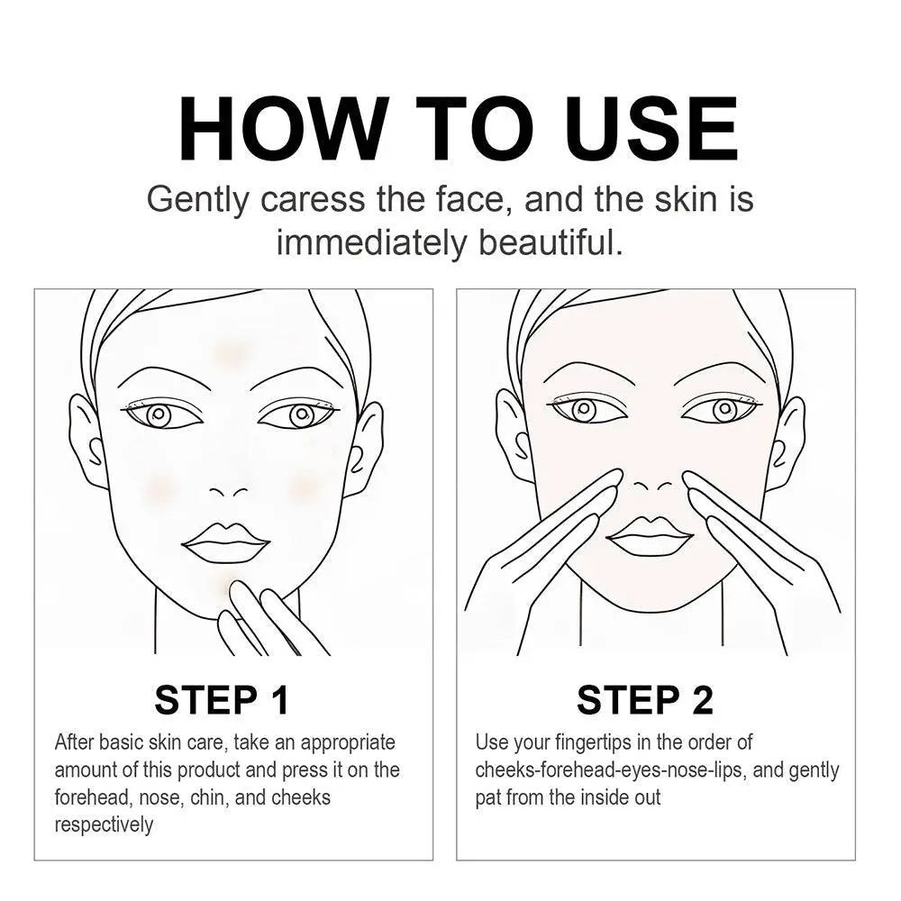 Minimalist black and white diagram illustrating facial skincare steps for moisturizing correcting cc cream with centella asiatica