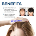 A hand gently massaging scalp with moisturizing hair care spray that strengthens and rejuvenates brittle hair for smooth hair