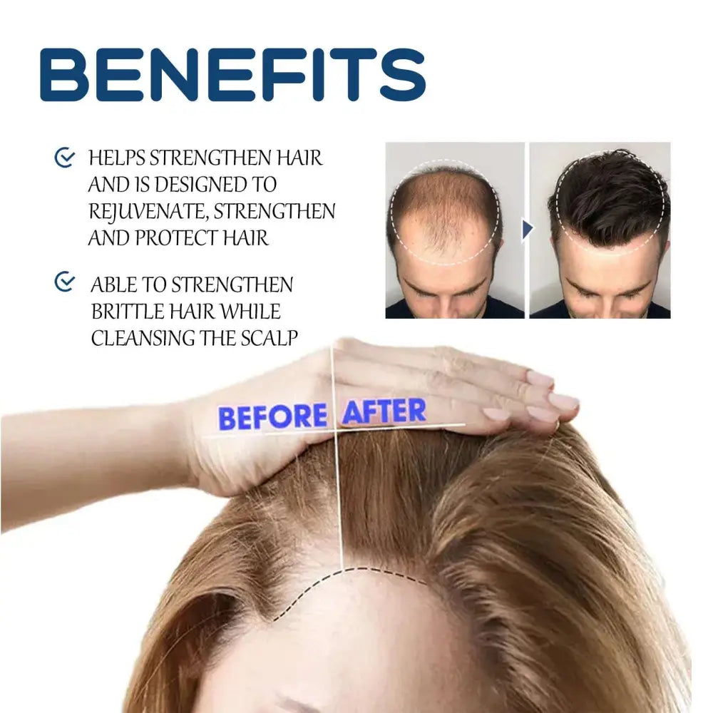 A hand gently massaging scalp with moisturizing hair care spray that strengthens and rejuvenates brittle hair for smooth hair