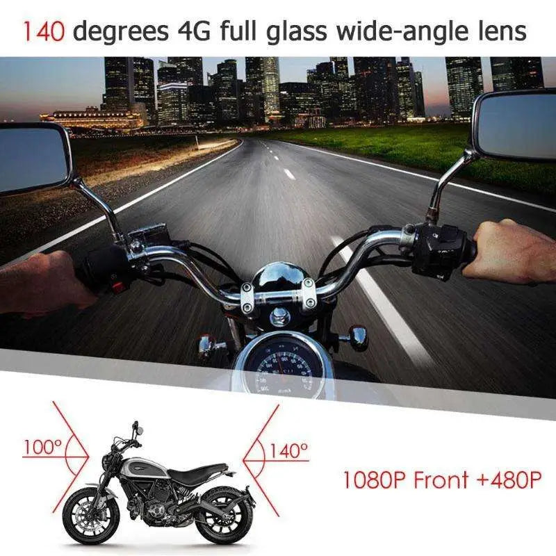 Black and silver motorcycle hd driving recorder with chrome handlebars, round speedometer, waterproof lens, and secure mounting