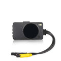 Black carbon fiber textured motorcycle hd driving recorder rearview camera with waterproof lens secure mounting and cables