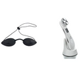 White handheld mr201wq led photon skin rejuvenation beauty device with circular treatment head and digital display