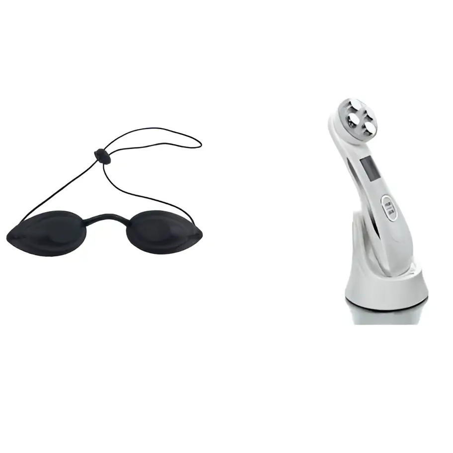 White handheld mr201wq led photon skin rejuvenation beauty device with circular treatment head and digital display
