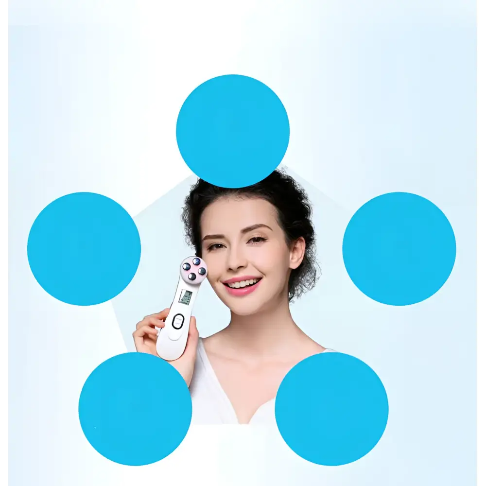 White plastic mr201wq led photon skin rejuvenation beauty device with four led lights and digital display