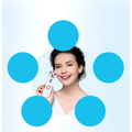 White handheld mr201wq led photon rejuvenation beauty device with four silver treatment heads and digital display for skin rejuvenation