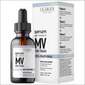 Clara’s multi vitamin facial serum in dark amber glass dropper bottle is 93% natural for resilient skin and clean beauty