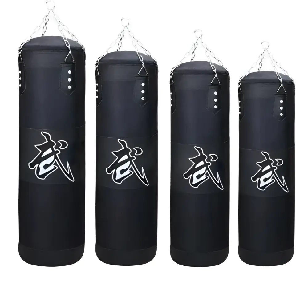 Black boxing hanging sanda hollow sandbag with white chinese characters for multicolor boxing training