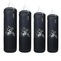 Black boxing hanging sanda bags with white chinese characters featuring sanda hollow sandbag design