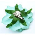 A delicate mint green fabric flower brooch with layered petals and silver clasp for multicolor red roses flocking cloth headdress