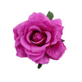 A vibrant fuchsia multicolor red roses flocking cloth headdress cloth headdress hairpin with layered petals and green leaves