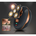 Multifunction 4d electric five rotary shaver in black and rose gold with precision trimmer head for versatile grooming