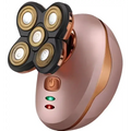 Multifunction 4d electric rose gold shaver with five rotary cutting heads and precision trimmer head in sleek design