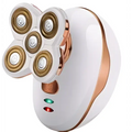 Multifunction 4d electric shaver with five rotary white and rose gold heads and precision trimmer head for smooth grooming