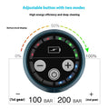 Circular digital control panel with red green led battery indicators and silver buttons on multifunctional car wash pressure water gun